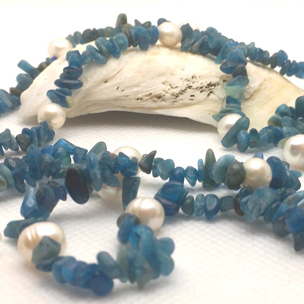 Freshwater Pearl and Paraiba Apatite Necklace